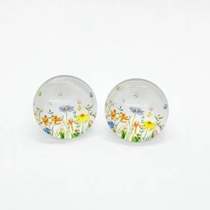 Pendientes cabujón botón