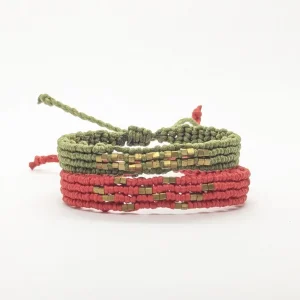Pulsera macramé y abalorios